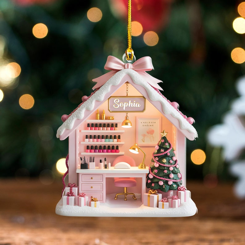 Personalized Nail Technician Christmas Ornament, Nail Salon Ornament, Custom Name Nail Tech Gift, Beauty Industry Gift, Manicurist Ornament