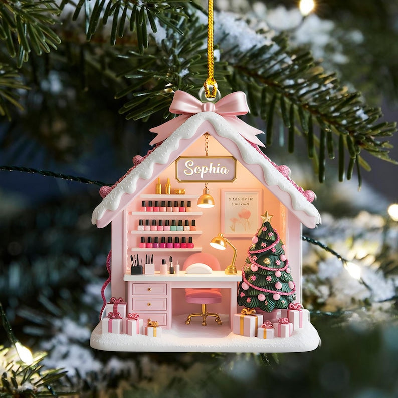 Personalized Nail Technician Christmas Ornament, Nail Salon Ornament, Custom Name Nail Tech Gift, Beauty Industry Gift, Manicurist Ornament
