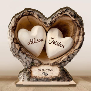 Custom Wooden Tree Hole Heart Decor,Personalized Couple Name Date Wooden Decor For Couple,Home Decor,Anniversary Christmas Gift for Couple