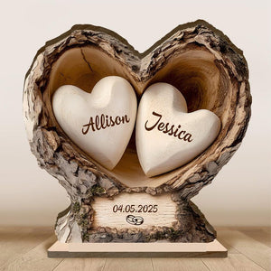 Custom Wooden Tree Hole Heart Decor,Personalized Couple Name Date Wooden Decor For Couple,Home Decor,Anniversary Christmas Gift for Couple