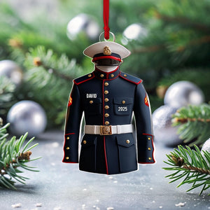 Personalized Marine Corp Acrylic Ornament, 2D Flat Uniform Christmas Ornament, Custom Soldier Gift for Veterans, Marines, or Service Members