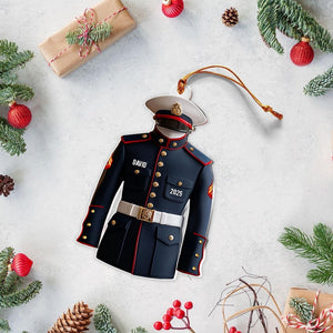 Personalized Marine Corp Acrylic Ornament, 2D Flat Uniform Christmas Ornament, Custom Soldier Gift for Veterans, Marines, or Service Members