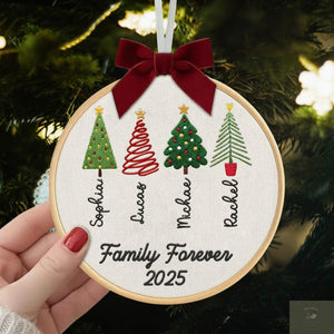 Personalized Family Christmas Ornament, Custom Embroidery Hoop, Holiday Stocking, 2025 Gingerbread & Festive Decoration, Gift for Families