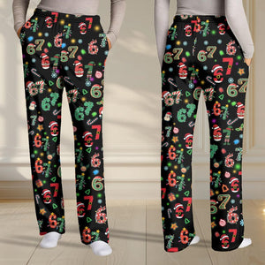 67 Meme Pajamas Pants, Six Seven Christmas Pajama Pants, Christmas Pants, Funny Holiday Loungewear Cozy Unisex Xmas Loungewear