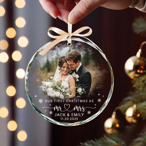 Custom Photo First Christmas Married Ornament: Custom Couple Photo Wedding Keepsake, Mr & Mrs Gift