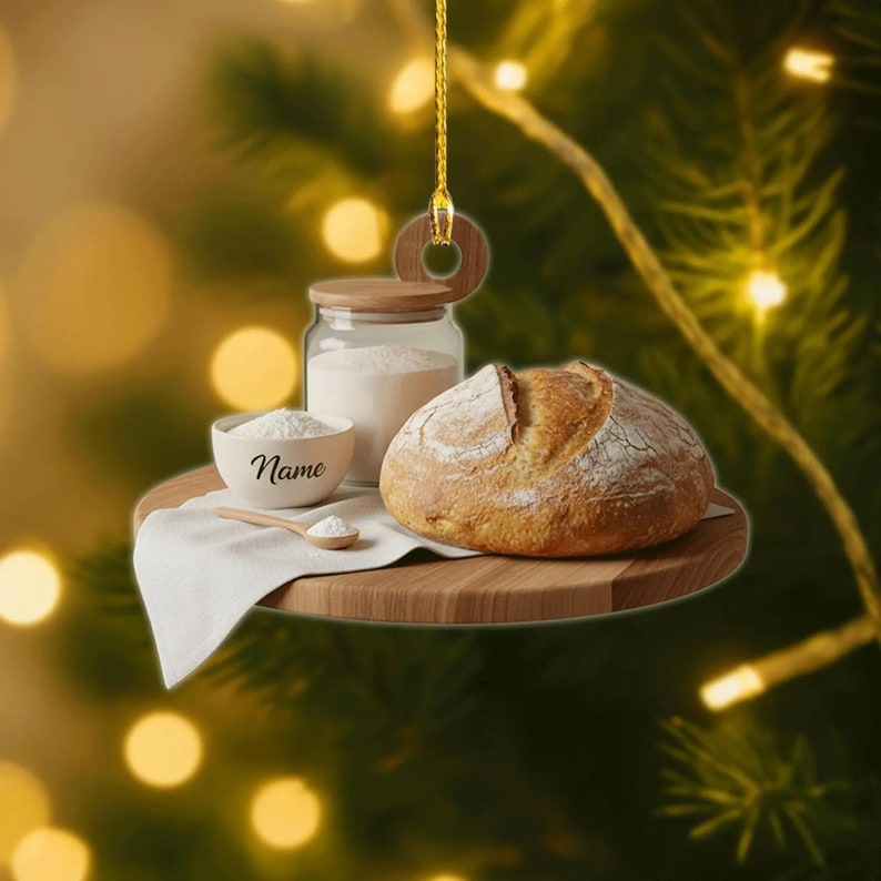 Personalized Sourdough Bread Ornament, 2D Flat Sourdough Ornament Gift, Baking Lovers Gift, Kitchen Lover Christmas Decor Christmas Gift