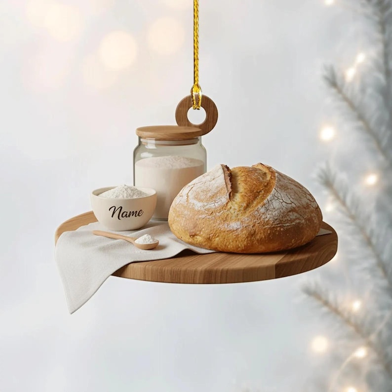 Personalized Sourdough Bread Ornament, 2D Flat Sourdough Ornament Gift, Baking Lovers Gift, Kitchen Lover Christmas Decor Christmas Gift