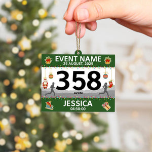 Personalized Race Bib Christmas Ornament 2025, Custom Acrylic Running Keepsake, Cross Country Marathon Runner Gifts, Marathon Lover Gift