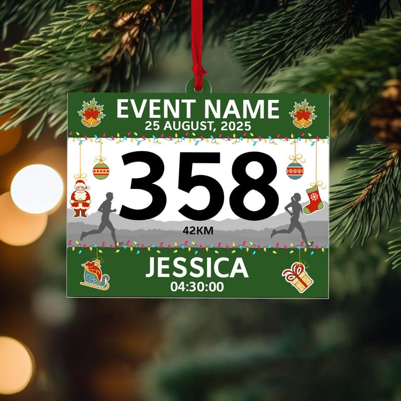 Personalized Race Bib Christmas Ornament 2025, Custom Acrylic Running Keepsake, Cross Country Marathon Runner Gifts, Marathon Lover Gift