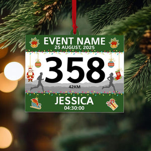 Personalized Race Bib Christmas Ornament 2025, Custom Acrylic Running Keepsake, Cross Country Marathon Runner Gifts, Marathon Lover Gift