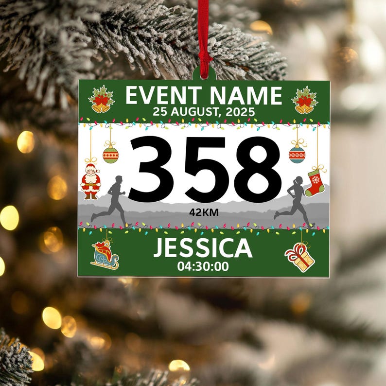 Personalized Race Bib Christmas Ornament 2025, Custom Acrylic Running Keepsake, Cross Country Marathon Runner Gifts, Marathon Lover Gift