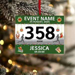 Personalized Race Bib Christmas Ornament 2025, Custom Acrylic Running Keepsake, Cross Country Marathon Runner Gifts, Marathon Lover Gift