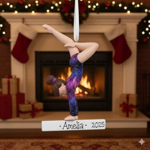 Personalized Gymnastics Girl Christmas Ornament, Balance Beam Gift