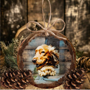 Custom Photo Ornament: Rustic Christmas Tree Decor