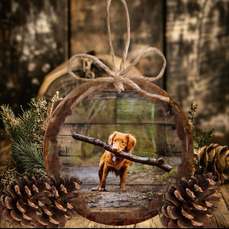 Custom Photo Ornament: Rustic Christmas Tree Decor