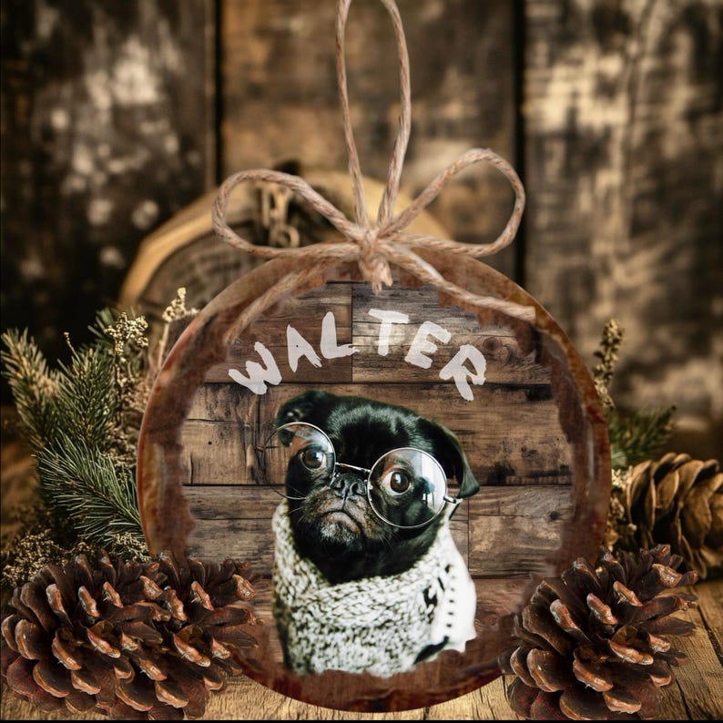 Custom Photo Ornament: Rustic Christmas Tree Decor