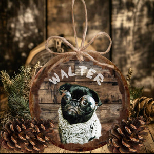 Custom Photo Ornament: Rustic Christmas Tree Decor