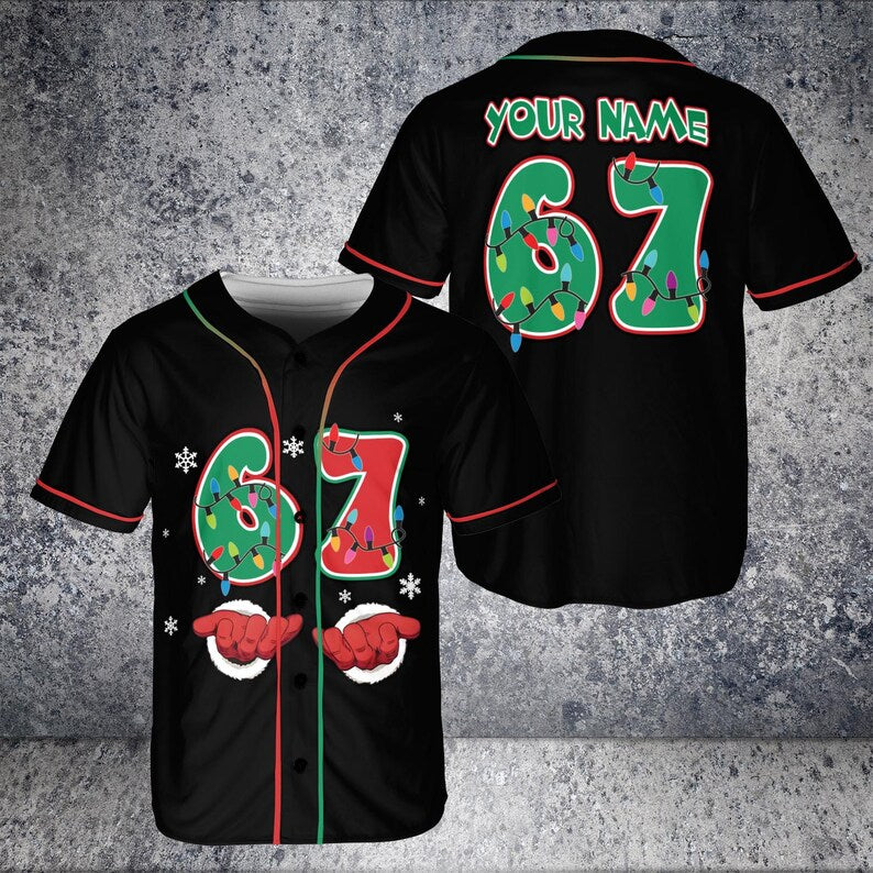 Funny Christmas '67' Meme Baseball Jersey, Festive Holiday Outfit