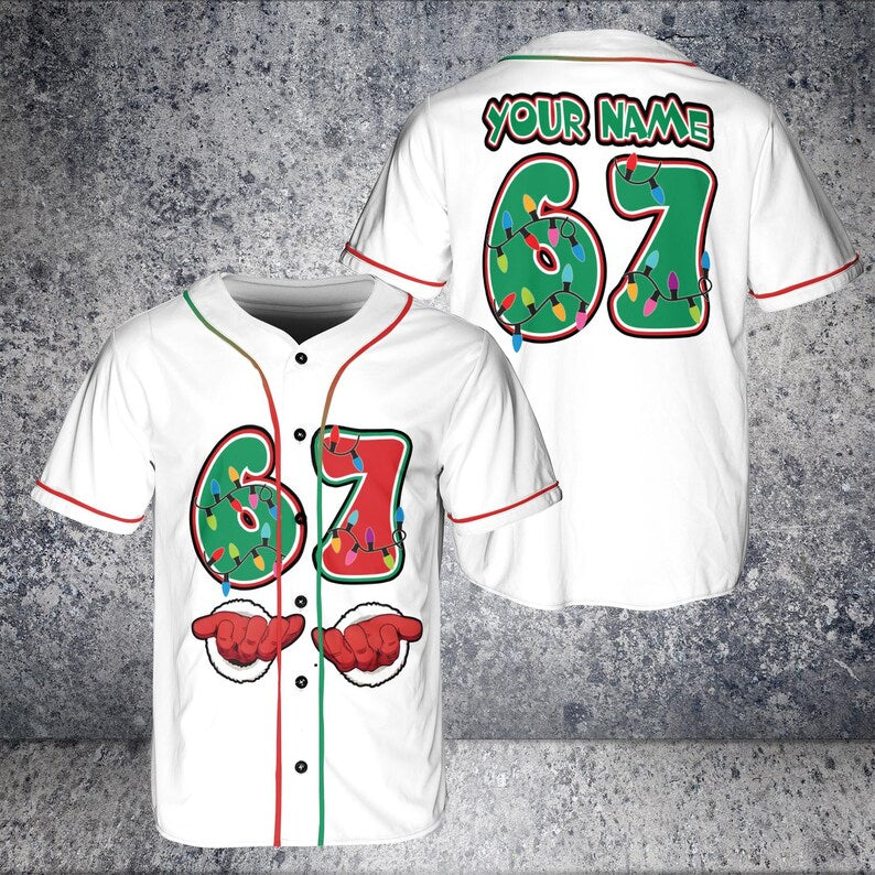 Funny Christmas '67' Meme Baseball Jersey, Festive Holiday Outfit
