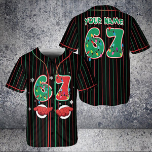 Funny Christmas '67' Meme Baseball Jersey, Festive Holiday Outfit