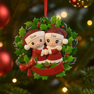 Personalised Couples Christmas Ornament - Bauble - Engaged - Married - First Christmas Together Gift - boyfriend girlfriend partner