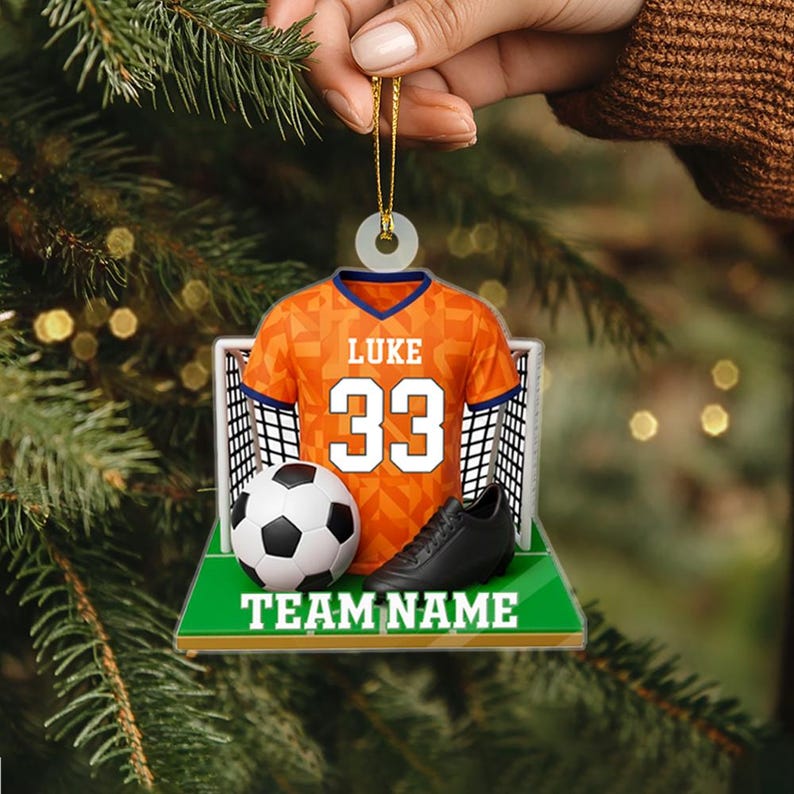 Personalized Soccer Player Ornament, Sport Christmas Ornament, Soccer Fan Gift, Soccer Team Gift, Soccer Coach Gift, Team Christmas Gifts