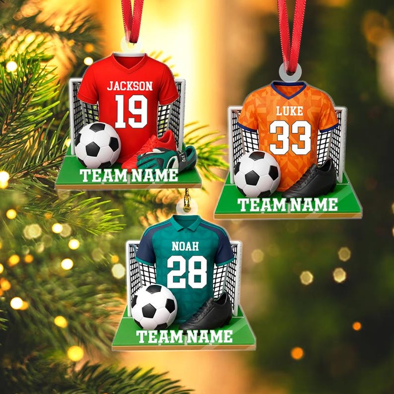 Personalized Soccer Player Ornament, Sport Christmas Ornament, Soccer Fan Gift, Soccer Team Gift, Soccer Coach Gift, Team Christmas Gifts