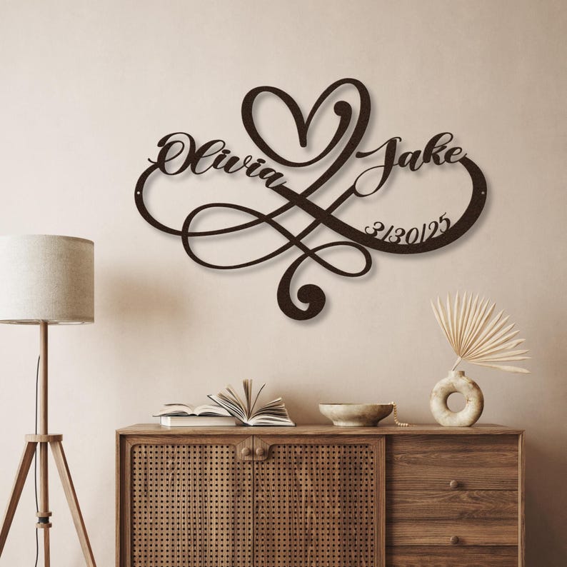 Metal Infinity Sign Wall Art | Personalized Couple Gift | Names & Wedding Date Sign | Custom Wedding Sign | Personalized Wall Art Home Decor