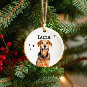 Personalized Watercolor Pet Photo Ornament Custom Dog or Cat Memorial Keepsake