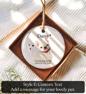 Personalized Watercolor Pet Photo Ornament Custom Dog or Cat Memorial Keepsake