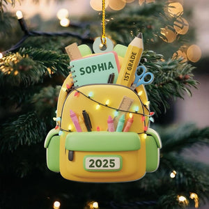 Personalized Kids School Backpack Ornament, Back To School Gift For Kids & Teachers, Custom School Bag Christmas Ornament, Graduation Gift