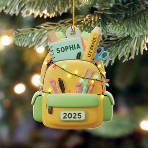 Personalized Kids School Backpack Ornament, Back To School Gift For Kids & Teachers, Custom School Bag Christmas Ornament, Graduation Gift