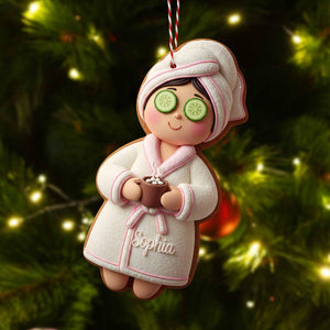 Custom Spa Girl Gingerbread Ornament, Custom Cosmetics Ornament Christmas Decor, Beauty Gift, Gift For Her