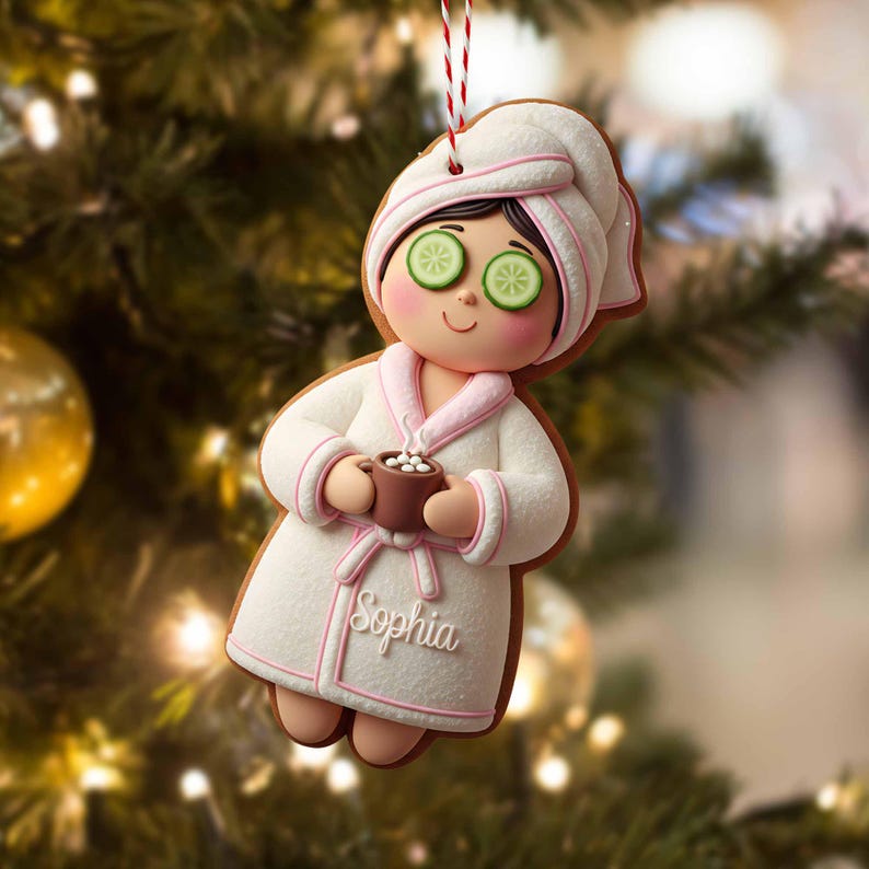 Custom Spa Girl Gingerbread Ornament, Custom Cosmetics Ornament Christmas Decor, Beauty Gift, Gift For Her