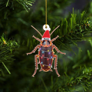 Funny Personalized Cockroach Christmas Ornament, Unique Insect Lover Gift, Custom Name Acrylic Holiday Gag Decor, Quirky Xmas Tree Charm