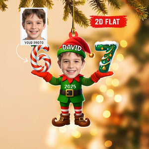 Personalized Santa Elf Photo 67 Ornament, Custom Funny Face Christmas Ornament, Six Seven Meme Ornament, Gen Z Teen Slang Gift