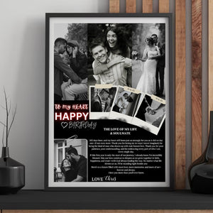 Custom Couples Photo Card Print, Anniversary Keepsake Canvas, Romantic One-Year Gift for Him or Her