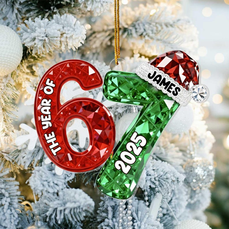 Personalized Gift Custom Year Number Ornament 2025, The Year Of 67 Christmas Ornament, Funny Gen Z Ornament, Personalized Name Acrylic