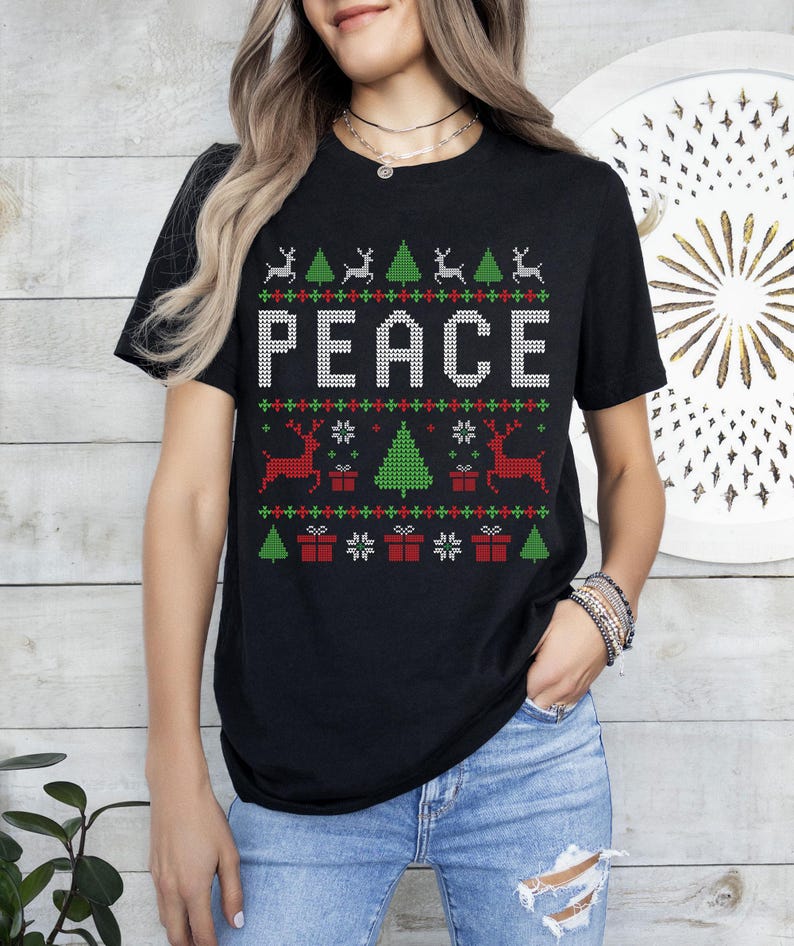 Matching Couples Ugly Christmas Sweater, Come in Peace Couple Christmas Shirt, Funny Xmas Gift