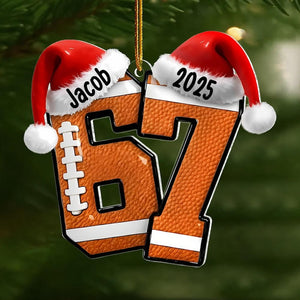 Custom Name 67 Sport Acrylic Ornament, Soccer Baseball Volleyball Basketball Ornament, Six Seven Ornament Gen Alpha Humor, 67 Meme Ornament