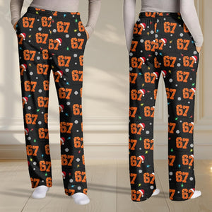 67 Meme Pajamas Pants, Six Seven Christmas Pajama Pants, Christmas Pants, Funny Holiday Loungewear Cozy Unisex Xmas Loungewear