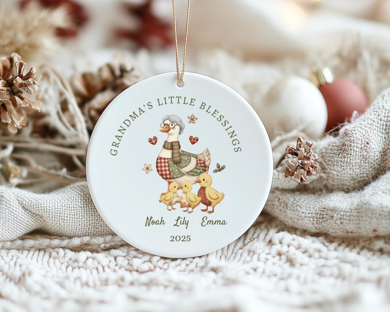 Grandma s Little Blessings Ornament, Personalized Grandkids Ornament 2026, Custom Goose Ornament, Christmas Gift for Nana