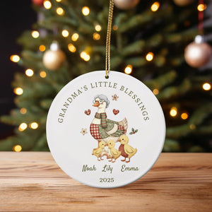 Grandma s Little Blessings Ornament, Personalized Grandkids Ornament 2026, Custom Goose Ornament, Christmas Gift for Nana