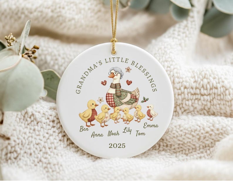 Grandma s Little Blessings Ornament, Personalized Grandkids Ornament 2026, Custom Goose Ornament, Christmas Gift for Nana