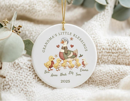 Grandma s Little Blessings Ornament, Personalized Grandkids Ornament 2026, Custom Goose Ornament, Christmas Gift for Nana