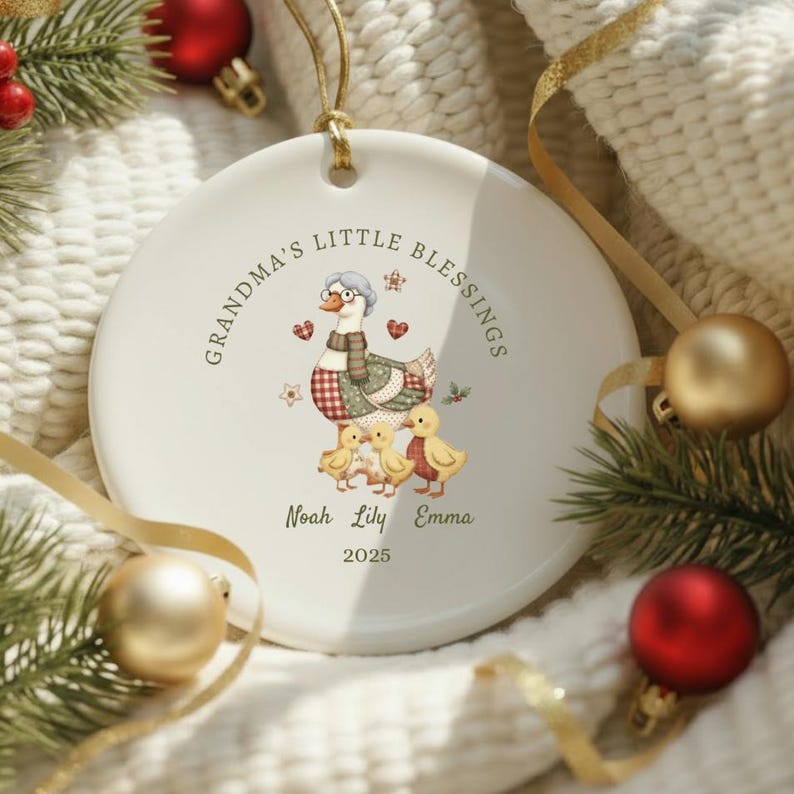 Grandma s Little Blessings Ornament, Personalized Grandkids Ornament 2026, Custom Goose Ornament, Christmas Gift for Nana