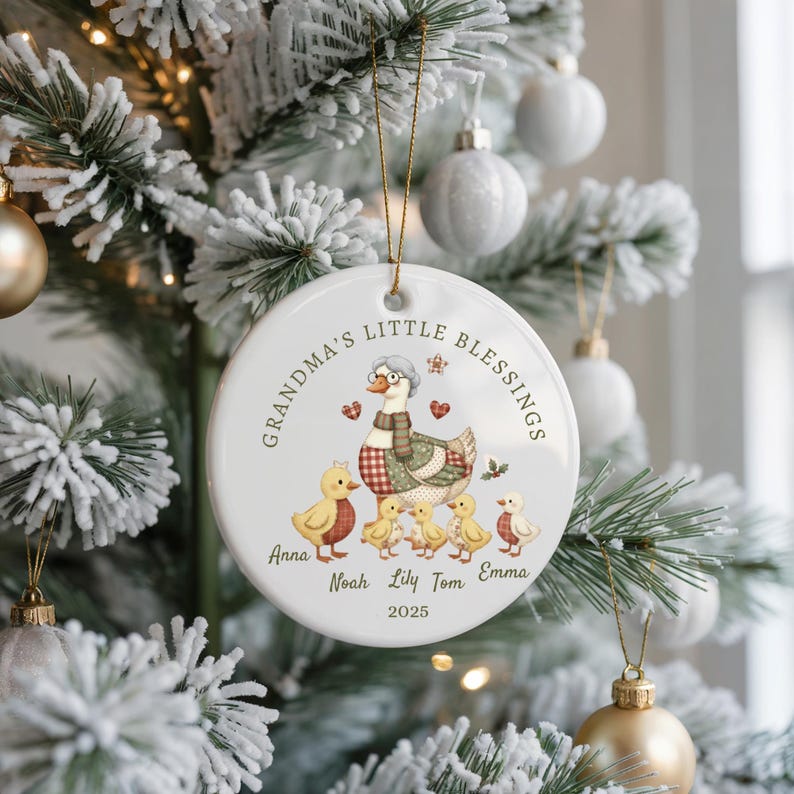 Grandma s Little Blessings Ornament, Personalized Grandkids Ornament 2026, Custom Goose Ornament, Christmas Gift for Nana
