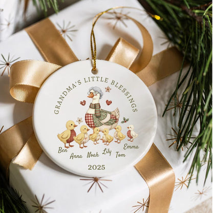Grandma s Little Blessings Ornament, Personalized Grandkids Ornament 2026, Custom Goose Ornament, Christmas Gift for Nana