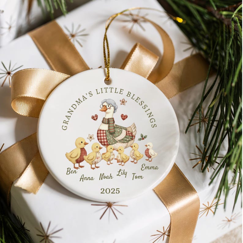 Grandma s Little Blessings Ornament, Personalized Grandkids Ornament 2026, Custom Goose Ornament, Christmas Gift for Nana