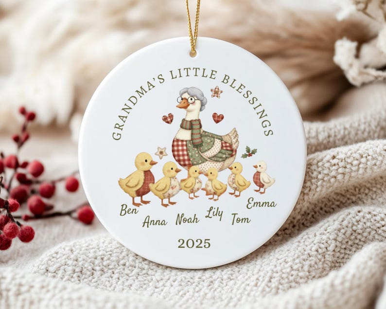Grandma s Little Blessings Ornament, Personalized Grandkids Ornament 2026, Custom Goose Ornament, Christmas Gift for Nana